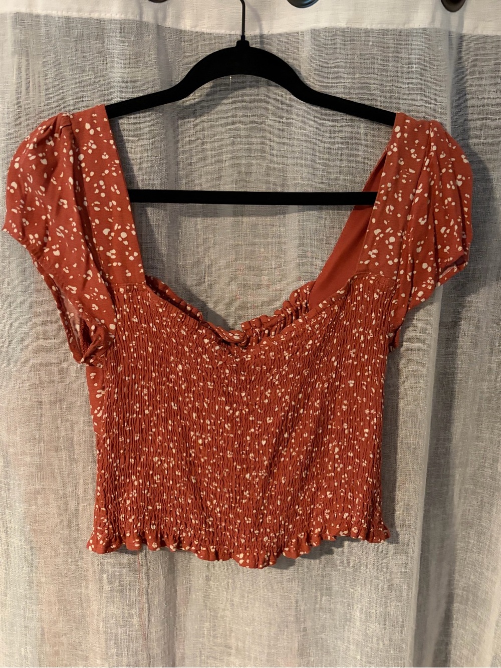 URBAN Romantics Rust Floral Smocked Square-Neck Puff Sleeve Top - Picture 5 of 7